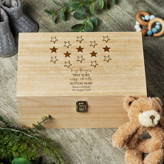 Personalised Baby Large Wooden Keepsake Memories Box Tiny Fingers Verse - ukgiftstoreonline