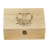 Personalised Wedding Day Birds Theme Large Wooden Keepsake Memories Box