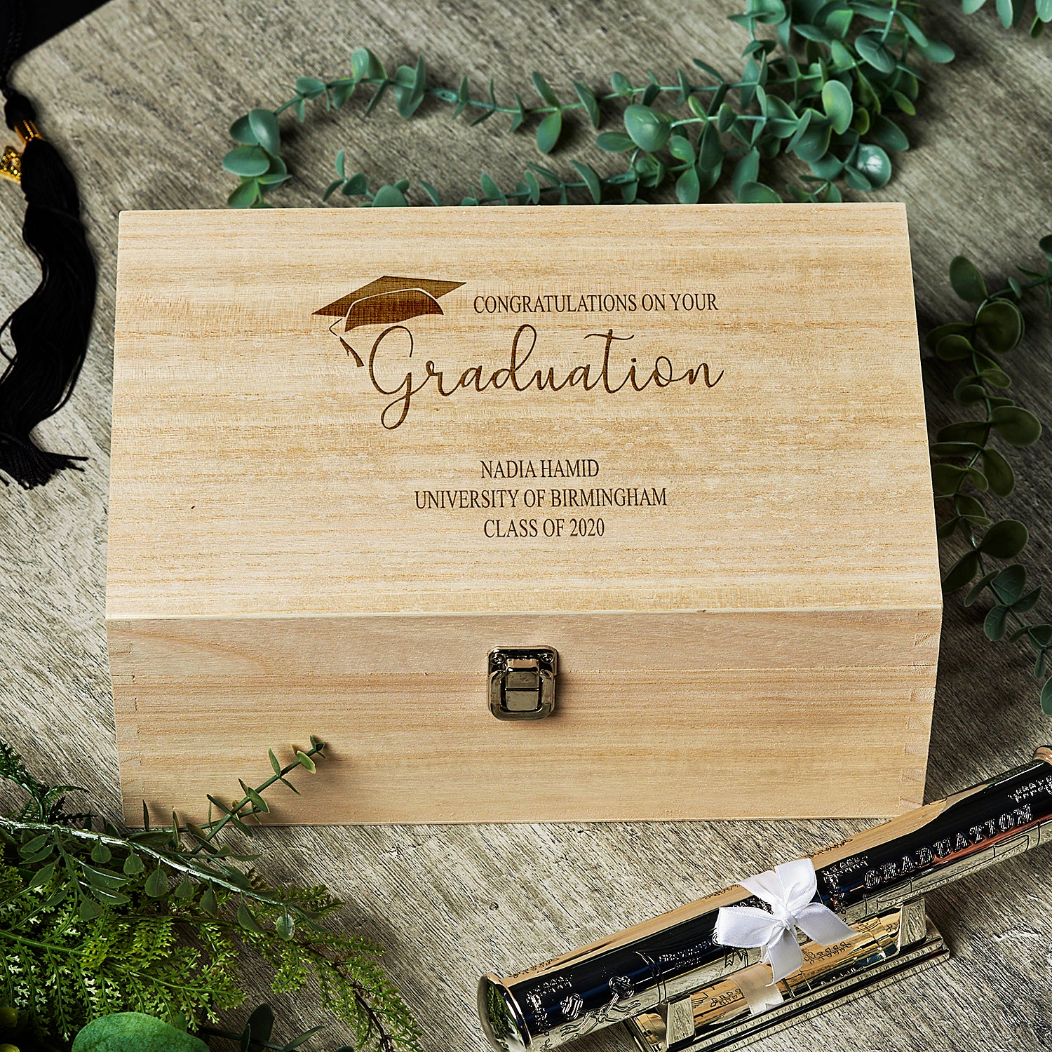Personalised Graduation Gift Large Wooden Keepsake Memories Box - ukgiftstoreonline