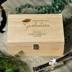 Personalised Graduation Gift Large Wooden Keepsake Memories Box - ukgiftstoreonline