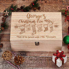 ukgiftstoreonline Personalised Large Wooden Christmas Eve Box