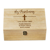 Personalised Large Wooden Christening Keepsake Memories Box Gift