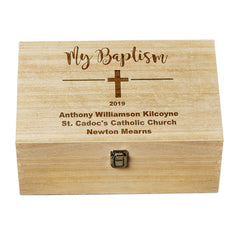 Personalised Large Wooden Baptism Keepsake Memories Box Gift