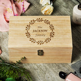 Raised Words Personalised Large Wreath Design Wooden Keepsake Box
