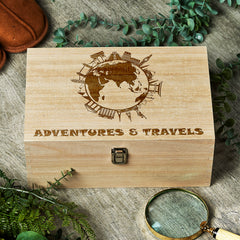 Raised Words Adventure and Travels Wooden Keepsake Box Gift