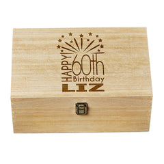 Raised Words 60th Birthday Gift Personalised Large wooden Keepsake Box Gift
