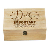 Daddy's Personalised Large wooden Bits and Bobs Keepsake Box Gift