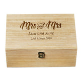 Personalised Mrs & Mrs Wedding Gift Same Sex Wooden Memories Keepsake Box