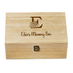 Personalised Large Floral Monogram Wooden Keepsake Box Gift For Her
