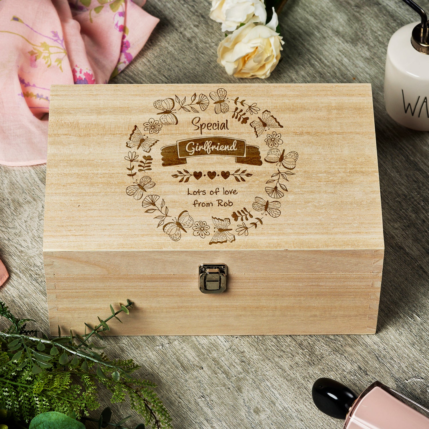 Special Girlfriend Gift Personalised Large wooden Keepsake Box - ukgiftstoreonline