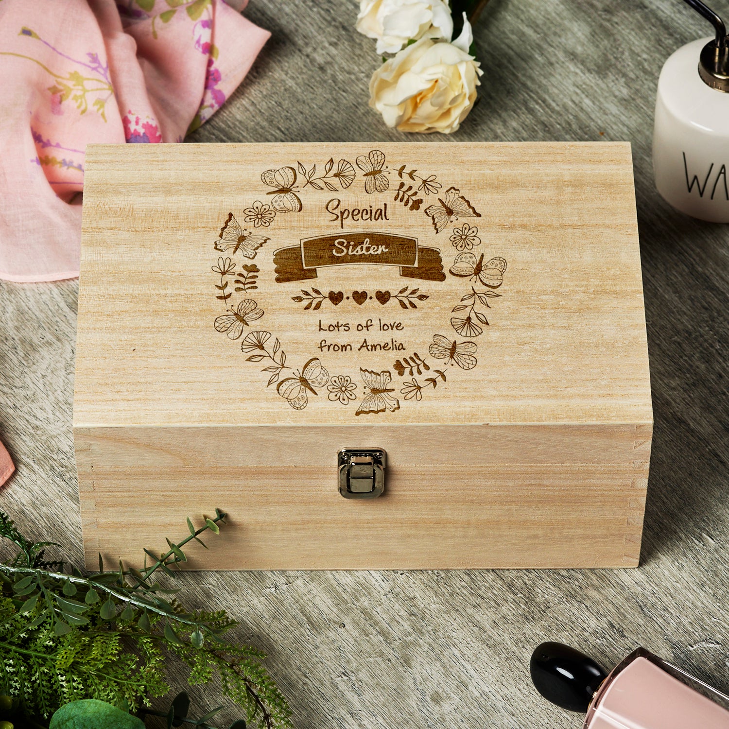 Special Sister Gift Personalised Large wooden Keepsake Box - ukgiftstoreonline