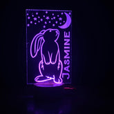 Personalised Moon Gazing Rabbit Design Gift Lamp Night Light Kids Bedroom