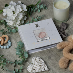 Personalised Christening Day Photo Album Gift With Raised Icons Boxed