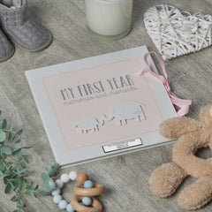 PERSONALISED BABY GIRL KEEPSAKE RECORD BOOK MY FIRST YEAR