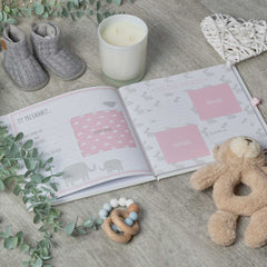 PERSONALISED BABY GIRL KEEPSAKE RECORD BOOK MY FIRST YEAR