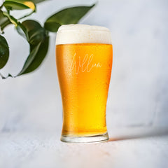 Personalised Name Script Font Birthday Unique 500ml Beer Glass Gift