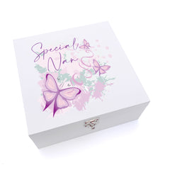 ukgiftstoreonline Personalised Special Nan Pink and Purple Butterfly Gift Keepsake Wooden Box