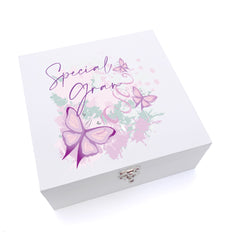 ukgiftstoreonline Personalised Special Gran Pink and Purple Butterfly Keepsake Wooden Box Gift