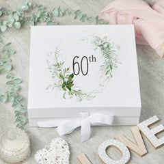 Personalised 60th Birthday Keepsake Box Gift With Botanical Design