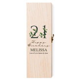 Personalised 21st Birthday Wine or Champagne Box Gift With Leaf Design