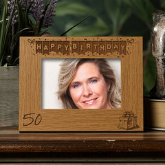 Personalised 50th Birthday Photo Frame Gift with Balloons Landscape