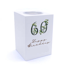 Personalised 60th Birthday Green Leaf Design Gift Tea Light Holder Tea Light Holder ukgiftstoreonline
