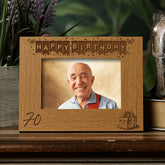 Personalised 70th Birthday Photo Frame Gift with Balloons Landscape