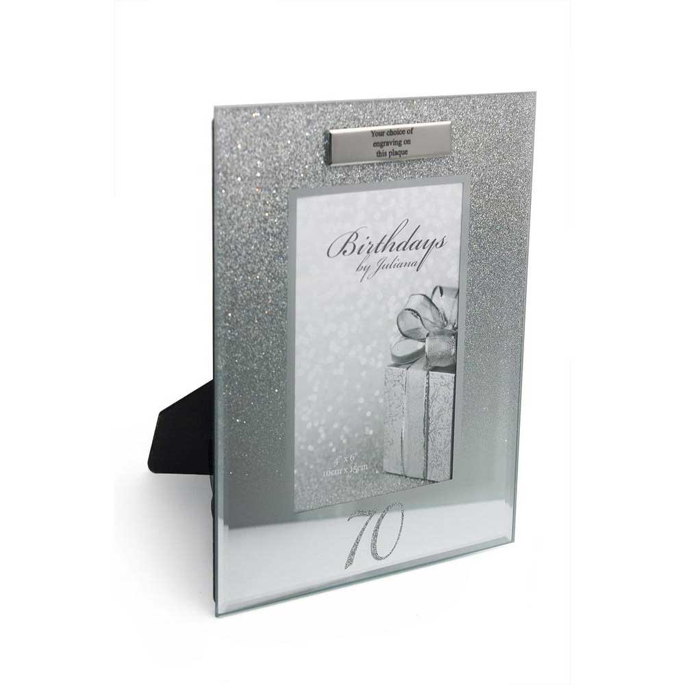 Personalised 70th Birthday Photo Frame Silver Glitter Gift Birthday Photo Frame ukgiftstoreonline