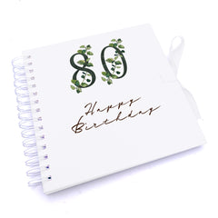 Personalised 80th Birthday Green Leaf Design Gift Scrapbook Photo Album