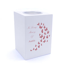 Personalised Auntie In Loving Memory Butterflies Tea Light Holder