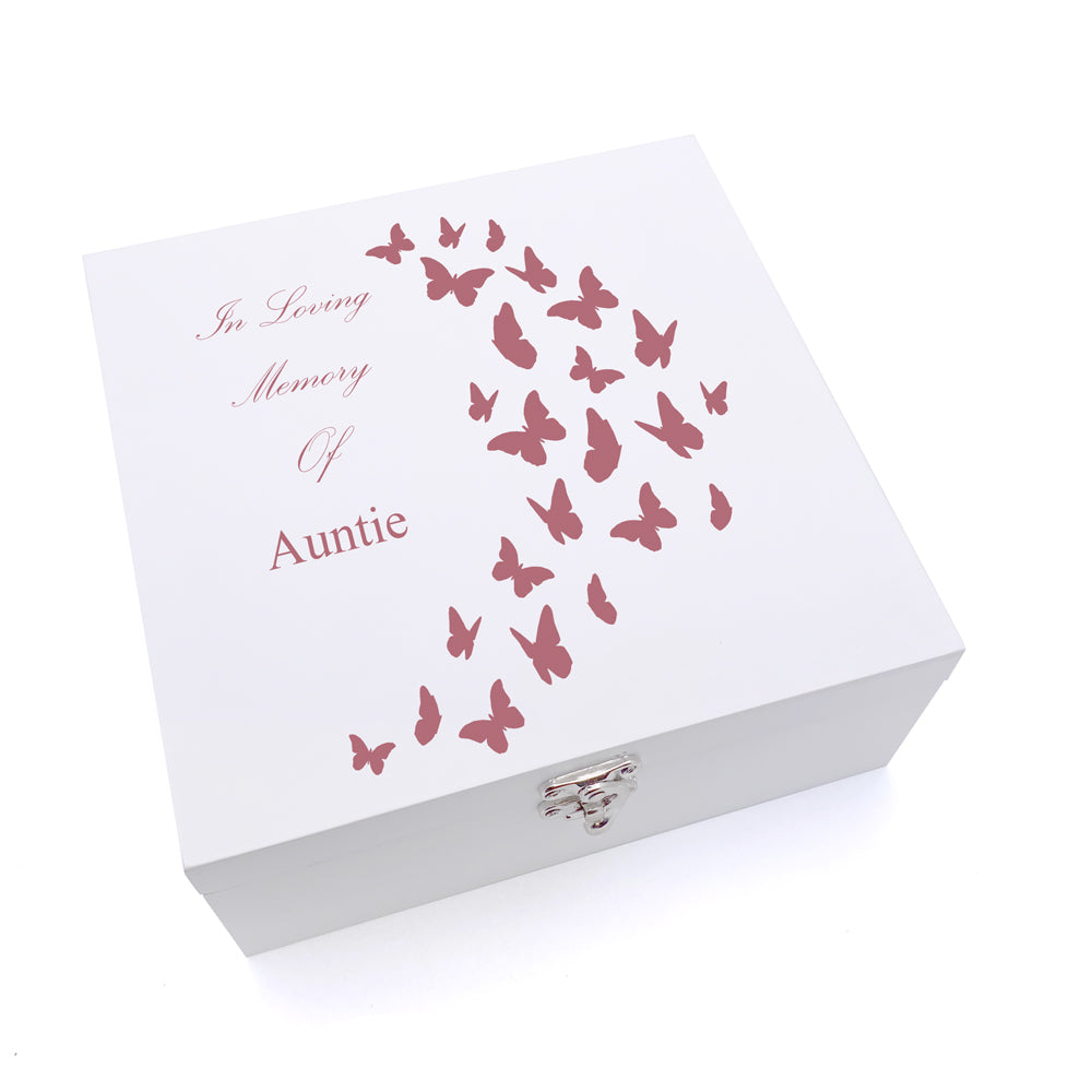 ukgiftstoreonline Personalised Auntie In Loving Memory Butterflies Keepsake Wooden Box Keepsake Wooden Box ukgiftstoreonline