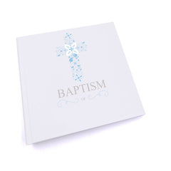 Personalised Baptism Blue Ornate Cross Design Photo Album
