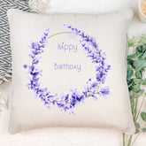 Personalised Birthday Lavender Wreath Cushion Gift