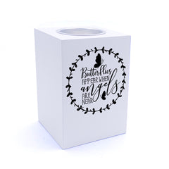 Personalised Butterflies Appear When Angels Are Near Remembrance Tea Light Holder