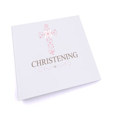 Personalised Christening Pink Ornate Cross Design Photo Album