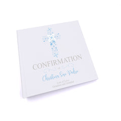 Personalised Confirmation Blue Ornate Cross Design Photo Album