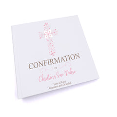 Personalised Confirmation Ornate Pink Cross Design Photo Album