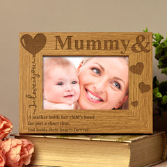 ukgiftstoreonline Personalised Mummy and Son or Daughter Heart Wooden Photo Frame Gift