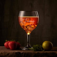 Personalised Name in Script Font Gin and Tonic Cocktail Glass Gift