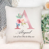 Personalised Pink Letter Monogram Cushion Gift Personalised Cushion Gifts ukgiftstoreonline