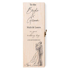 Personalised Wooden Wine or Champagne Box Wedding Keepsake Gift Couple