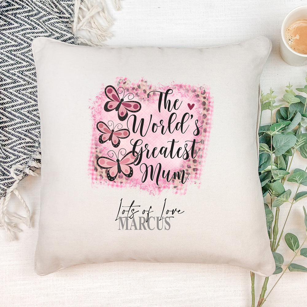 Personalised Worlds Best Mum Cushion Gift for Mothers Day or Birthday Personalised Cushion Gifts ukgiftstoreonline