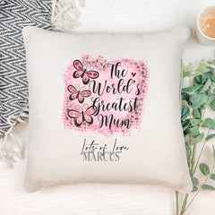 Personalised Worlds Best Mum Cushion Gift for Mothers Day or Birthday Personalised Cushion Gifts ukgiftstoreonline