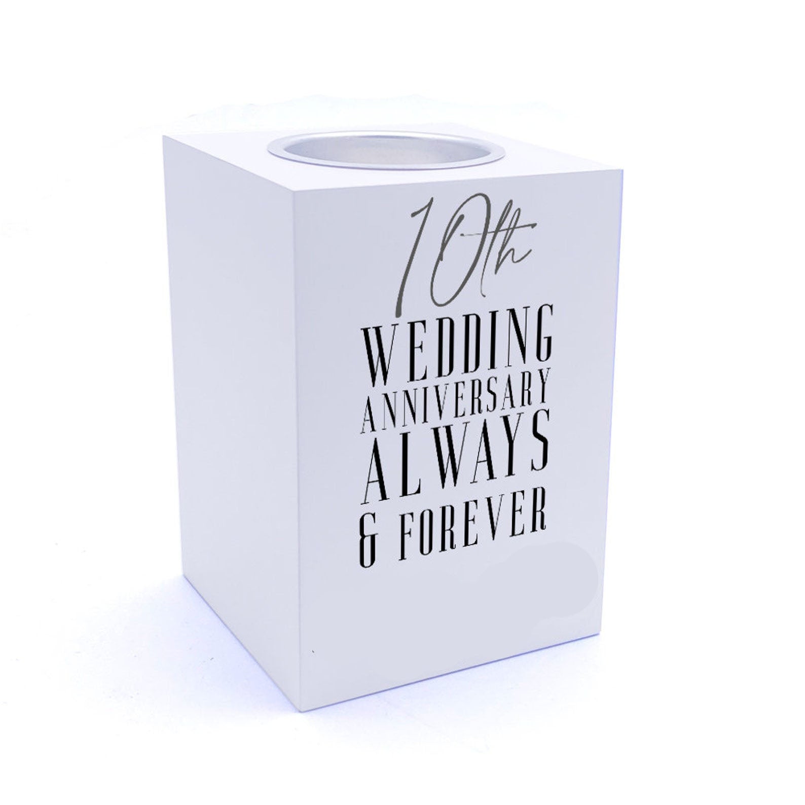 Personalised 10th Wedding Anniversary Tea Light Holder Gift Tea Light Holder ukgiftstoreonline