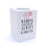 Personalised 40th Wedding Anniversary Tea Light Holder Gift