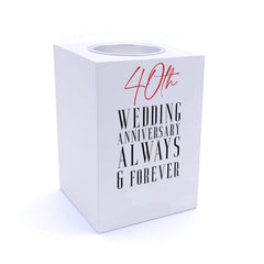 Personalised 40th Wedding Anniversary Tea Light Holder Gift