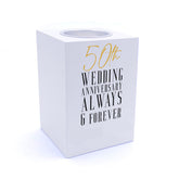 Personalised 50th Wedding Anniversary Tea Light Holder Gift