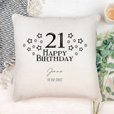 Personalised Any Age Happy Birthday Star Design Cushion Gift