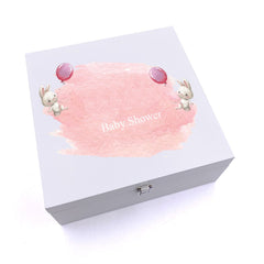 ukgiftstoreonline Personalised Baby Shower Rabbit Design Keepsake Wooden Box