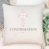Personalised Confirmation Ornate Cross Design Cushion Gift